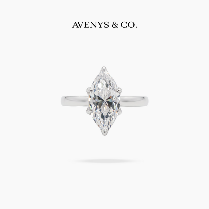 AV Floral™ Marquise Solitaire Ring with White Marquise Stone – on White Gold ... photo 1