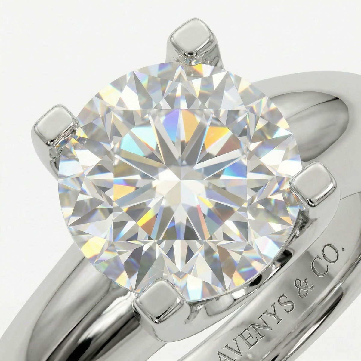Suspension Max Ring with White Round Stone – on White Gold — product detail