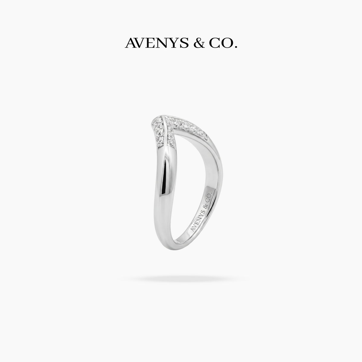 V Pave Eternity Ring - on White Gold — WEB view 2