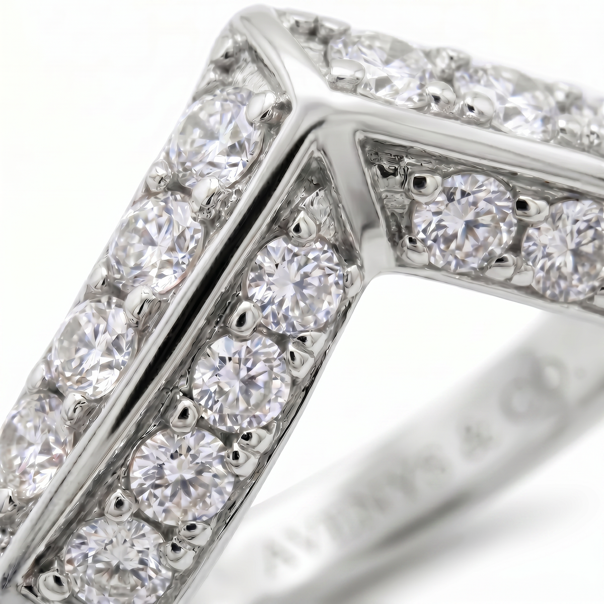 V Pave Eternity Ring - on White Gold — WEB view 4