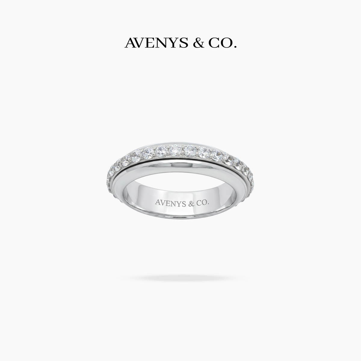 Motion Pave Slim Ring - on White Gold — WEB view 3