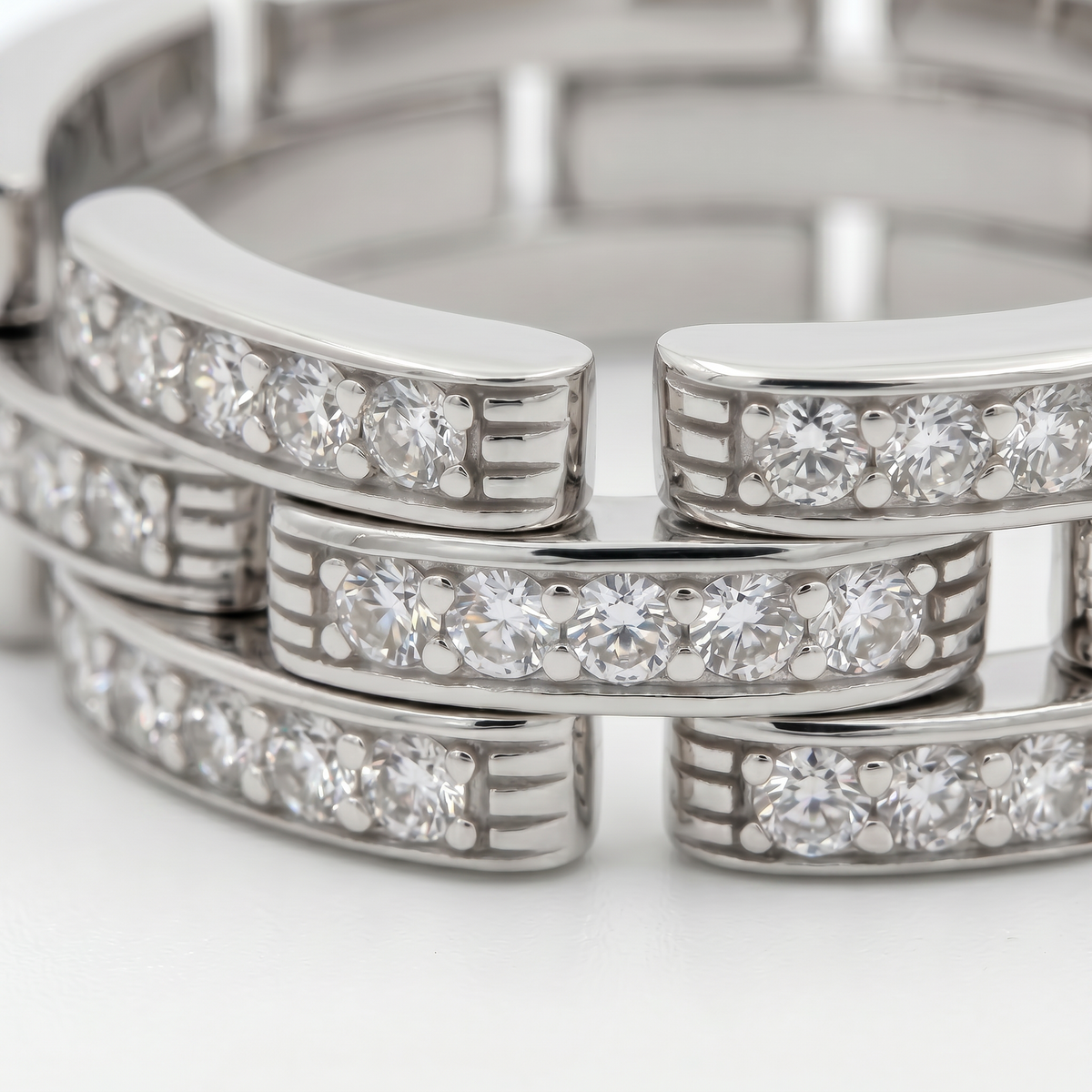 Connected Pave Ring - on White Gold — WEB view 4