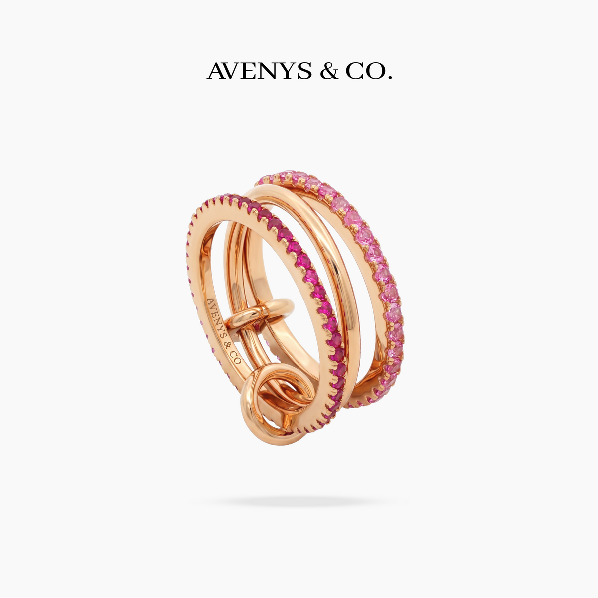 Triple Link Ring - on Yellow Gold — WEB view 2