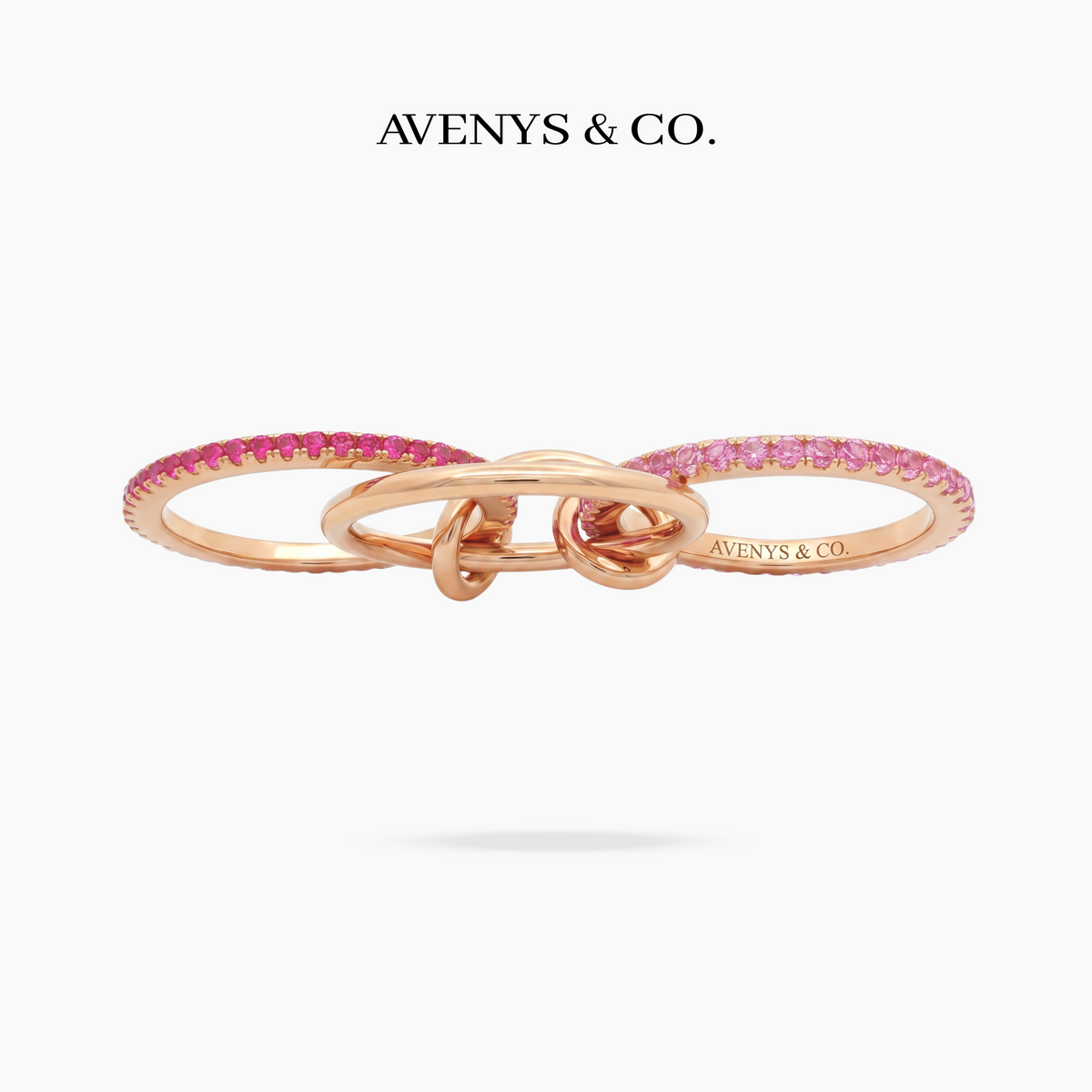 Triple Link Ring - on Yellow Gold — WEB view 3