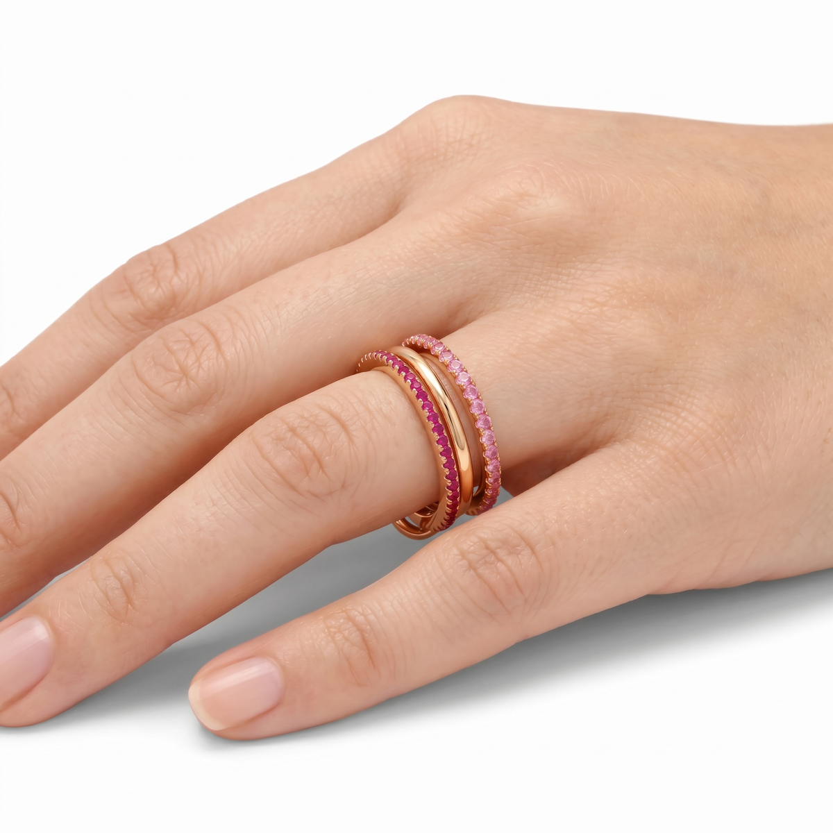 Triple Link Ring - on Yellow Gold — WEB view 5