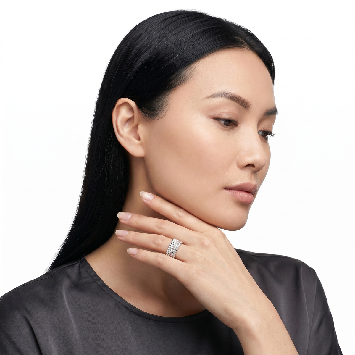 Quatre Duo Band Ring Set - on White Gold — WEB view 6