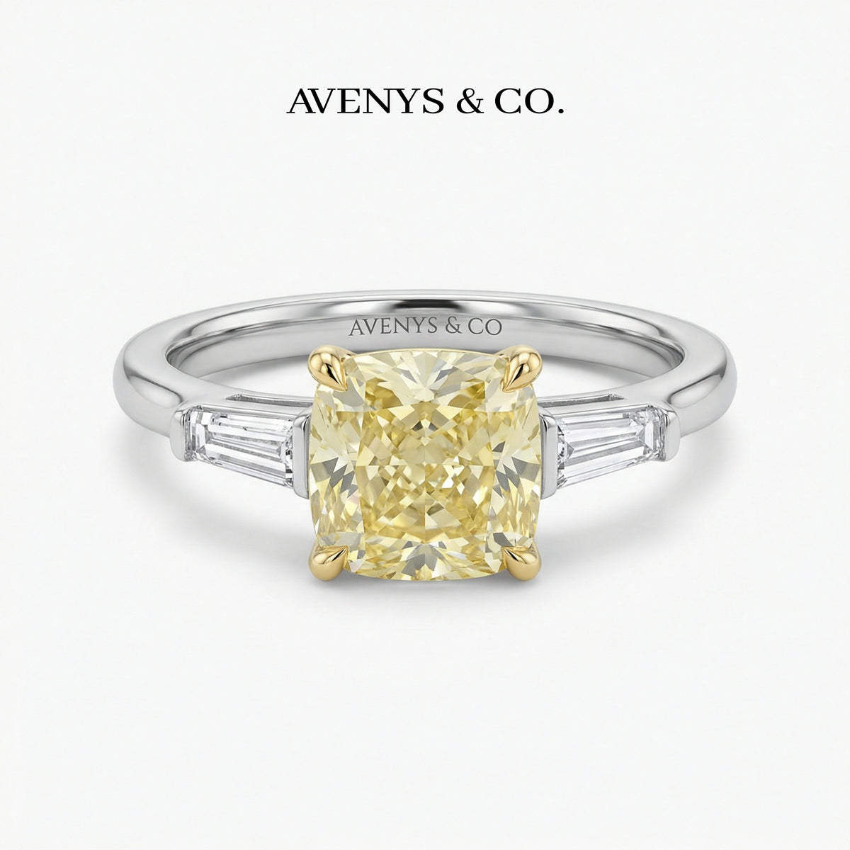 Princess Trilogy Ring with Yellow Princess Stone – on White Gold — additional WEB view