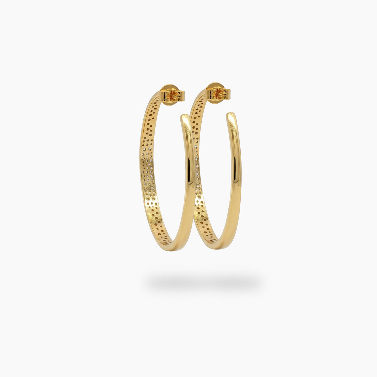 Constellation Earrings with White Round Stone – on Yellow Gold