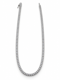 Single Row Tennis Necklace with white round stones on white gold, cleaned product reference