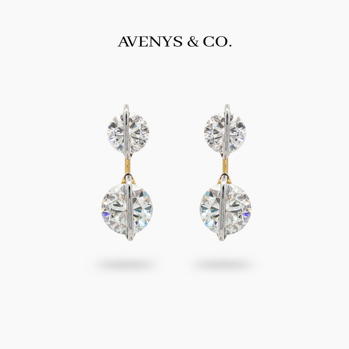 Dancing Diamonds Earrings in Yellow Gold — front view
