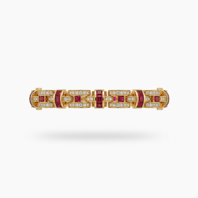 Libre Bracelet with Red Emerald Stone – on Yellow Gold