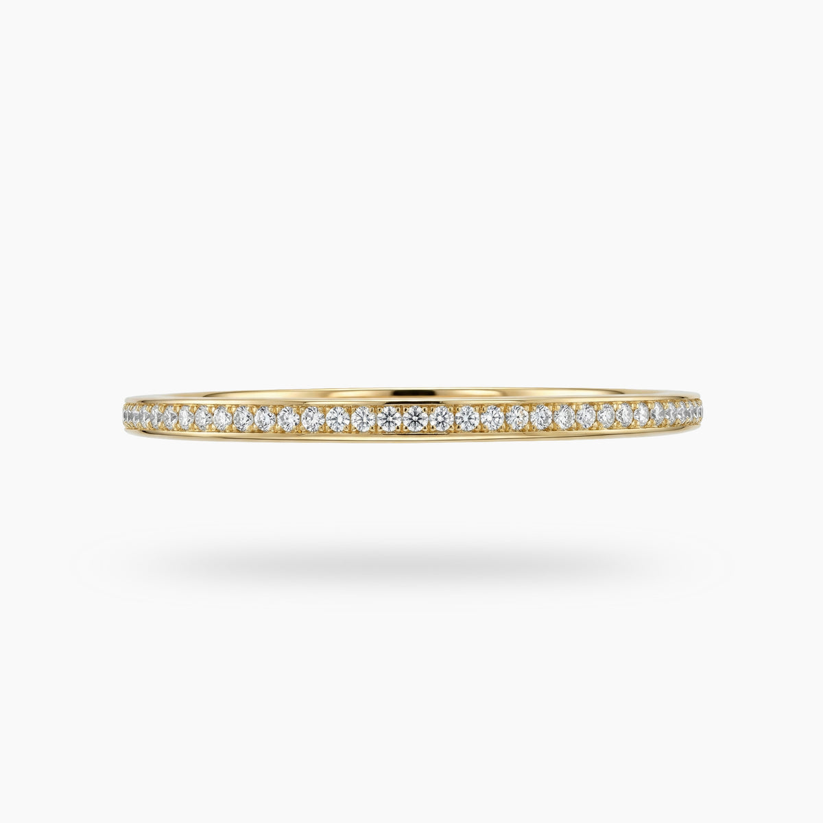 Lock Bangle with White Round Stone – on Yellow Gold