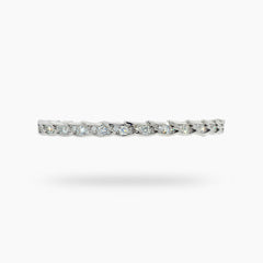 Birds Bangle with White Round Stone – on White Gold
