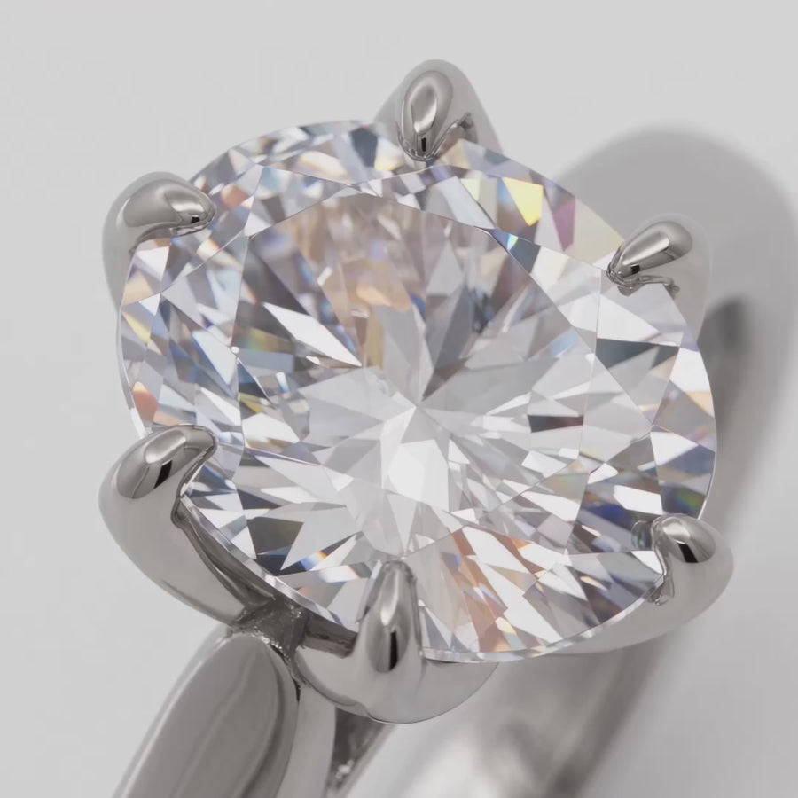 AV Floral™ Oval Solitaire Ring with White Oval Stone – on White Gold ... product video