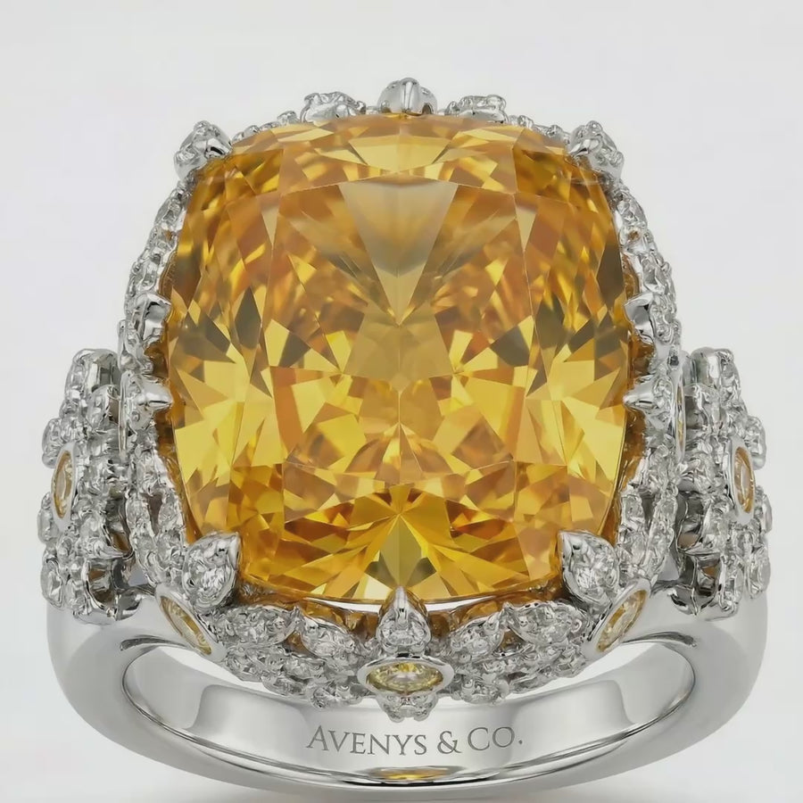 Crown Ring with Yellow Cushion Stone – on White Gold — WEB product video (24.mov)