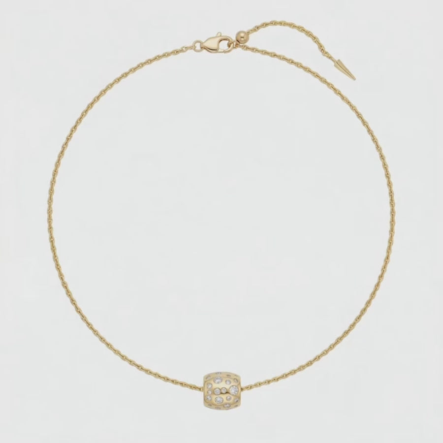 Constellation Pendant Necklace with White Round Stone – on Yellow Gold — WEB product video