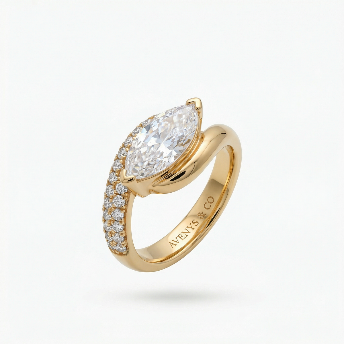 Yellow Gold Ring with Marquise Cut Diamond