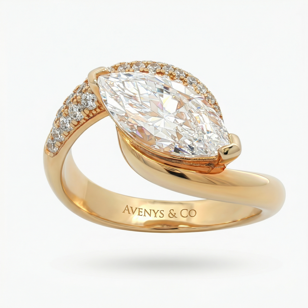 Yellow Gold Ring with Marquise Cut Diamond