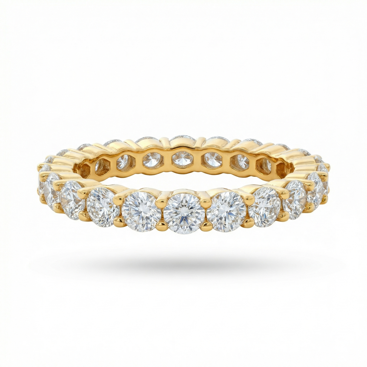 Eternity Band with White Round Stone – on Yellow Gold